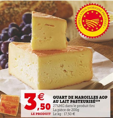 Promo Quart De Maroilles Aop Au Lait Pasteuris Chez Super U