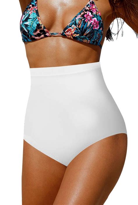 Jusfitsu High Waisted Bikini Bottom For Women Tummy Control Swimsuits Tankini Bottom Plus Size