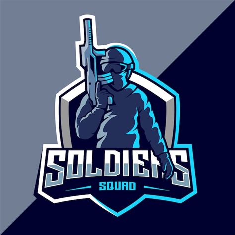 Diseño de logotipo de esport de mascota de soldado Vector Premium