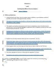 Lab Fon Ll Lab Carbohydrates Blood Glucose Analysis Name