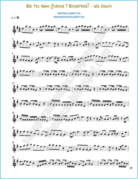 Sheet Music Of See You Again Ft Charlie Puth Furious 7 Soundtrack By