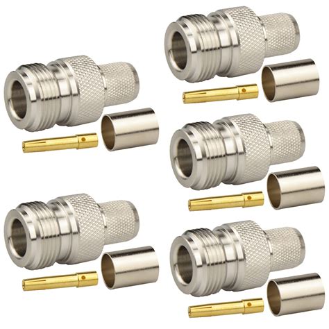 Pack Of 5 N Female Jack Crimp Connector For LMR400 Belden 9913 RG8