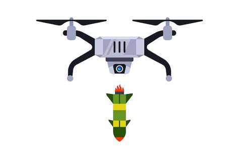 Premium Vector Military Drone Drops Ammunition Flat Vector Illustration