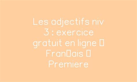 Les adjectifs niv 3 exercice gratuit en ligne Français Premiere