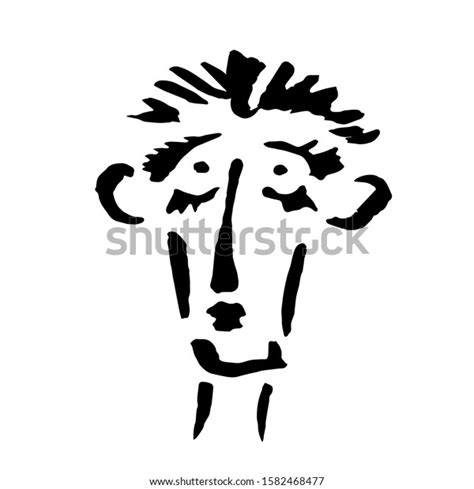 Black Ink Cartoon Charactervector Illustration Isolated Stock Vector