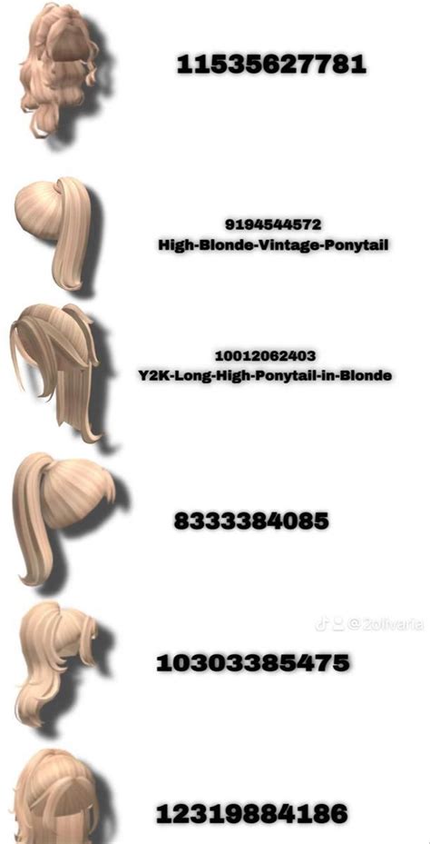 Blonde Hair Codes For U 3 Black Hair Roblox Blonde Hair Roblox Barbie Hair