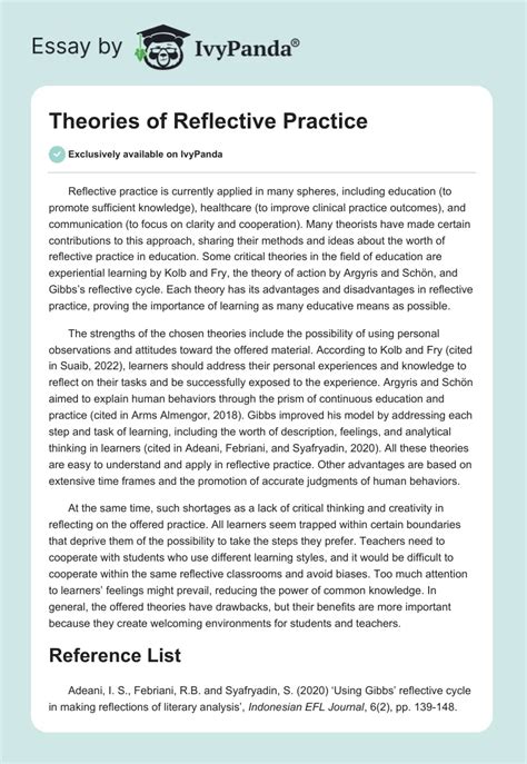 Theories Of Reflective Practice 327 Words Essay Example