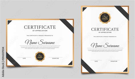 Elegant Gold And Black Certificate Of Achievement Template Design