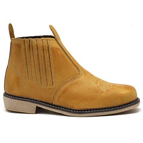 Botina Masculina De Couro Legítimo Bota Elástico Rodeio Country Passeio E Trabalho Shopee Brasil