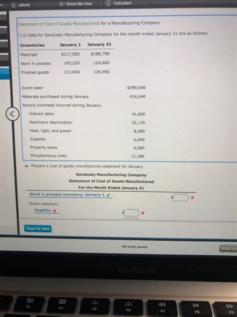 Solved Ebook Show Me How Calculator Statement Of Cost Of Chegg