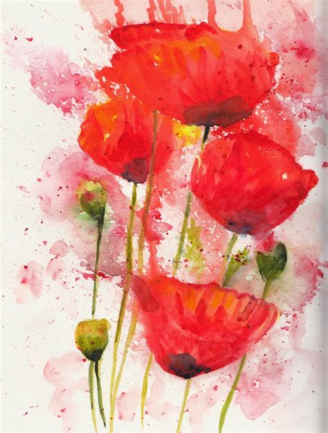 Bunny's Artwork: Poppies Watercolor Painting