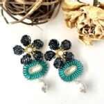 Aretes Flor Gris Con Turquesa Albor Arte Mx