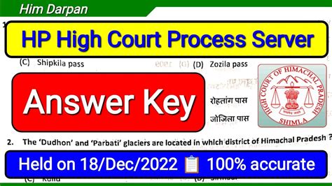 Hp High Court Process Server Question Paper Exam Held Dec