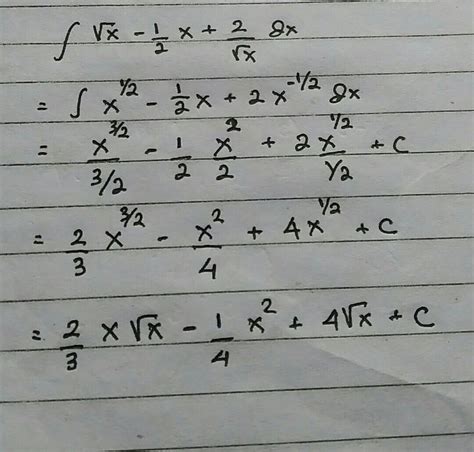 Hasil Dari Integral Tex Sqrt X Frac 1 2 X Frac 2 Sqrt X