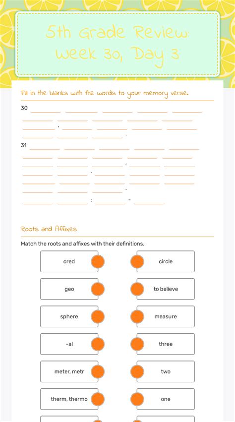 5th Grade Review Week 30 Day 3 Interactive Worksheet By Heather Thomas Wizer Me