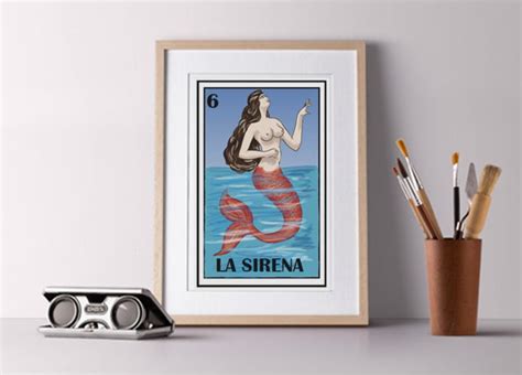 La Sirena Loteria Card Mexican Loteria Sirena Loteria Art Etsy