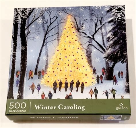 Galison WINTER CAROLING 500 Piece Christmas Jigsaw Puzzle Art Laura