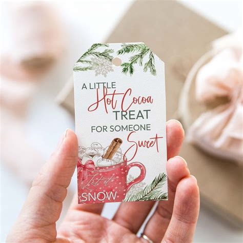 Christmas Hot Cocoa Favor Tag Editable Printable Farmhouse Hot Chocolate Thank You Gift Tag