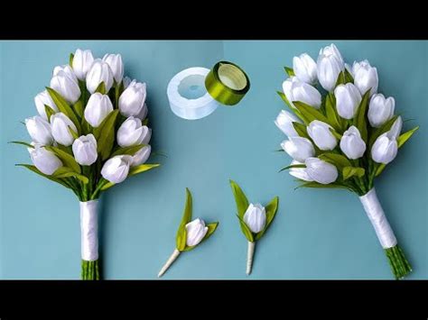 DIY Easy Satin Ribbon Flower Tulips Hand Tied Tulip Bouquet Wedding