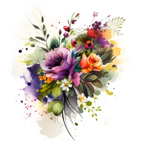 Premium Ai Image Beautiful Watercolor Wedding Flower With Color