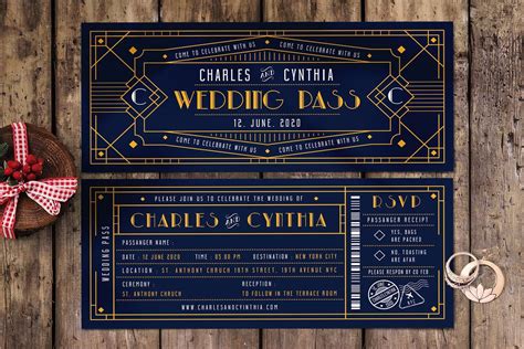 Wedding Ticket Invitation Template - jenniemarieweddings