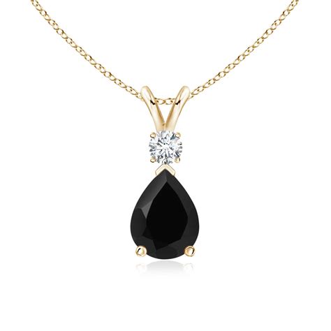 Black Onyx Teardrop Pendant With Diamond Angara