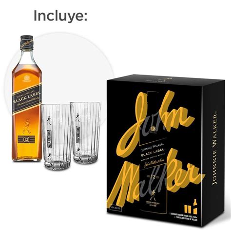 Pack Whisky Johhnie Walker Black 750cc 2 Vasos Bienvenido A