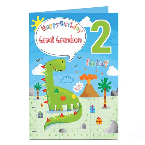 Buy Personalised Editable Age Birthday Card Green Dinosaur Any