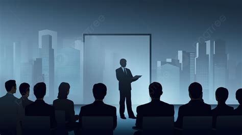 Silhouette Of Business Leaders Giving A Presentation At The Business