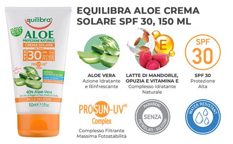 equilibra Solari Aloe Crème Solaire Spf 30 Crème à l aloe vera lait