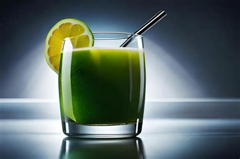 Premium Ai Image A Glass Of Lime Juice With A Straw In It