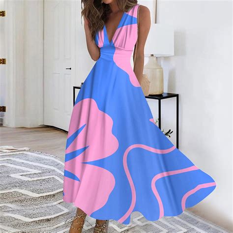 Ydkzymd Wedding Guest Dresses For Women Summer Beach V Neck Cartoon Elegant Wrap Sundresses For