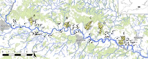 The study area: part of the catchment of the River Rother in southern ...