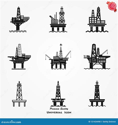 Oil Platform Icon For Web Gas Sea Rig Platform Illustration Fuel