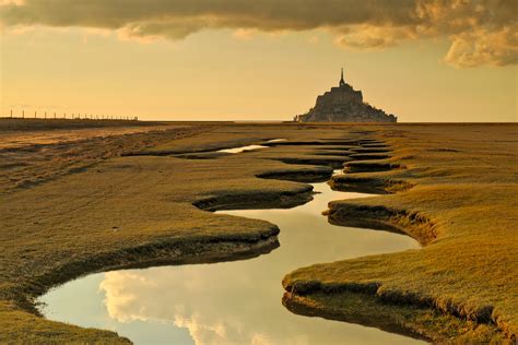 Mont Saint-Michel river, France