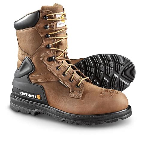 Carhartt Mens Soft Toe Waterproof 8 Bison Boots Harness Brown