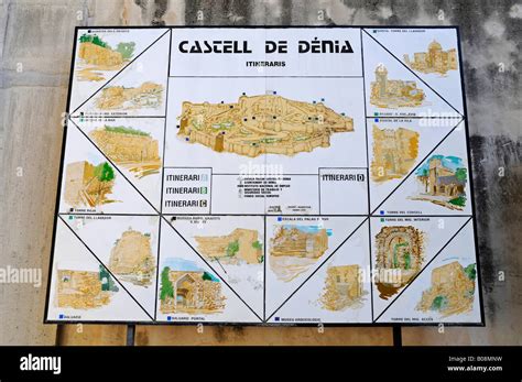 Map of the Castell de Dénia, castle in Denia, Valencia, Costa Blanca, Spain Stock Photo - Alamy