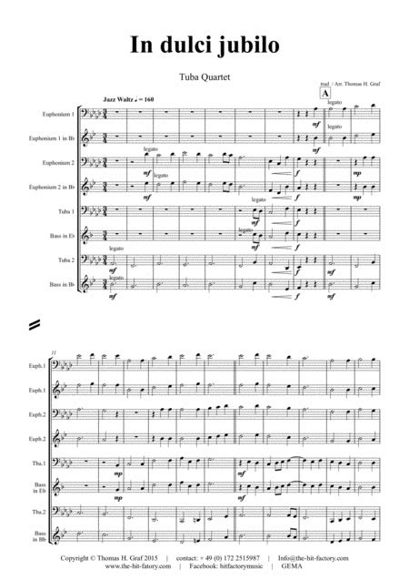 In Dulci Jubilo Christmas Song Jazz Waltz Tuba Quartet Arr