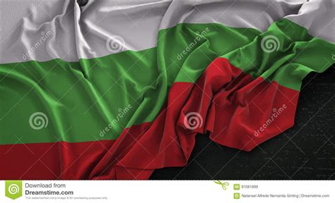 Bulgaria Flag Wrinkled On Dark Background 3D Render Stock Illustration