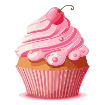 Pink Cupcake Vector Sticker Clipart Cute Pink Cupcake With Cherry On