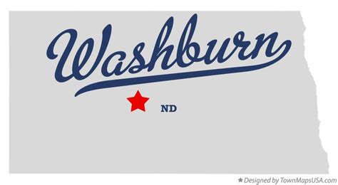 Map of Washburn, McLean County, ND, North Dakota