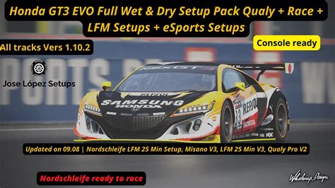 Honda Nsx Gt Evo Acc Setup Bundle Sim Racing Setups