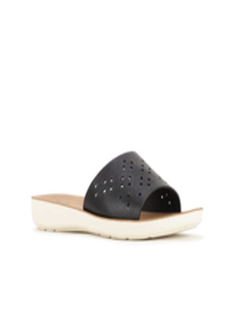 Buy Bata Women Black & Tan Sliders - Flip Flops for Women 16176428 | Myntra