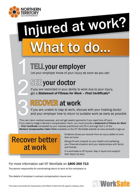 Injured At Work Poster Nt Worksafe