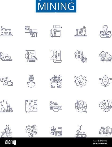 Mining Line Icons Signs Set Design Collection Of Extracting Digging