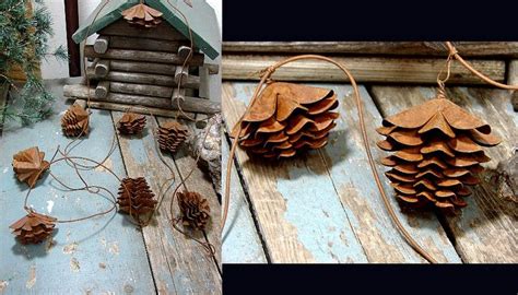 Metal Pinecone Garland Log Cabin Decor Pinecone Garland Cabin Decor