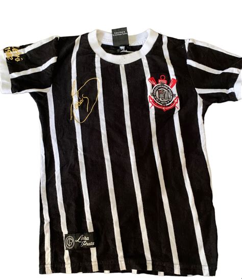 Camisa Retrô Corinthians Democracia 1982 Infantil Branco preto