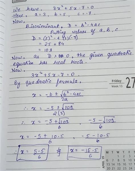 Find The Nature Of Roots Of The Quadratic Equation If The Real Roots