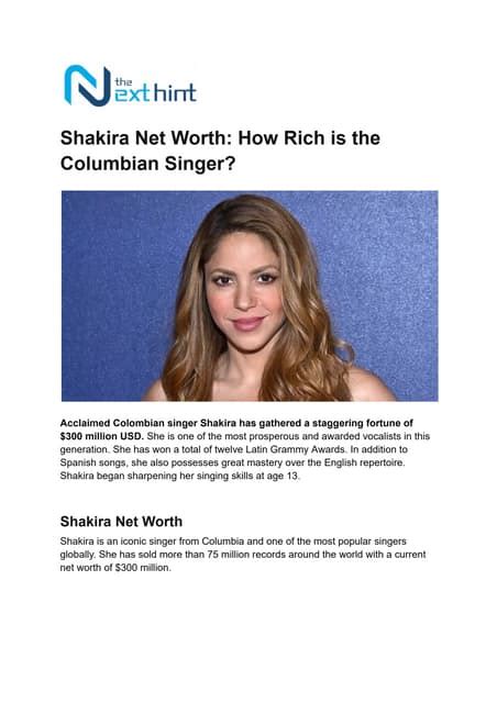 Shakira Net Worth: How Rich is the Columbian Singer? | PDF | Free Download