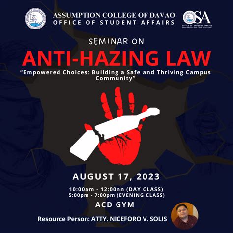 Anti Hazing Law Seminar Assumption College Of Davao